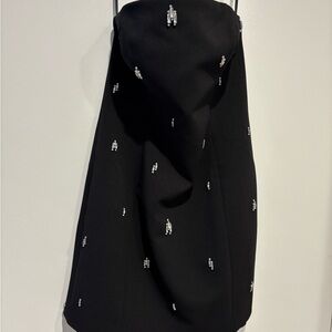 NWT WHBM Black Embellished Strapless Dress with Crystal Accents-size 14